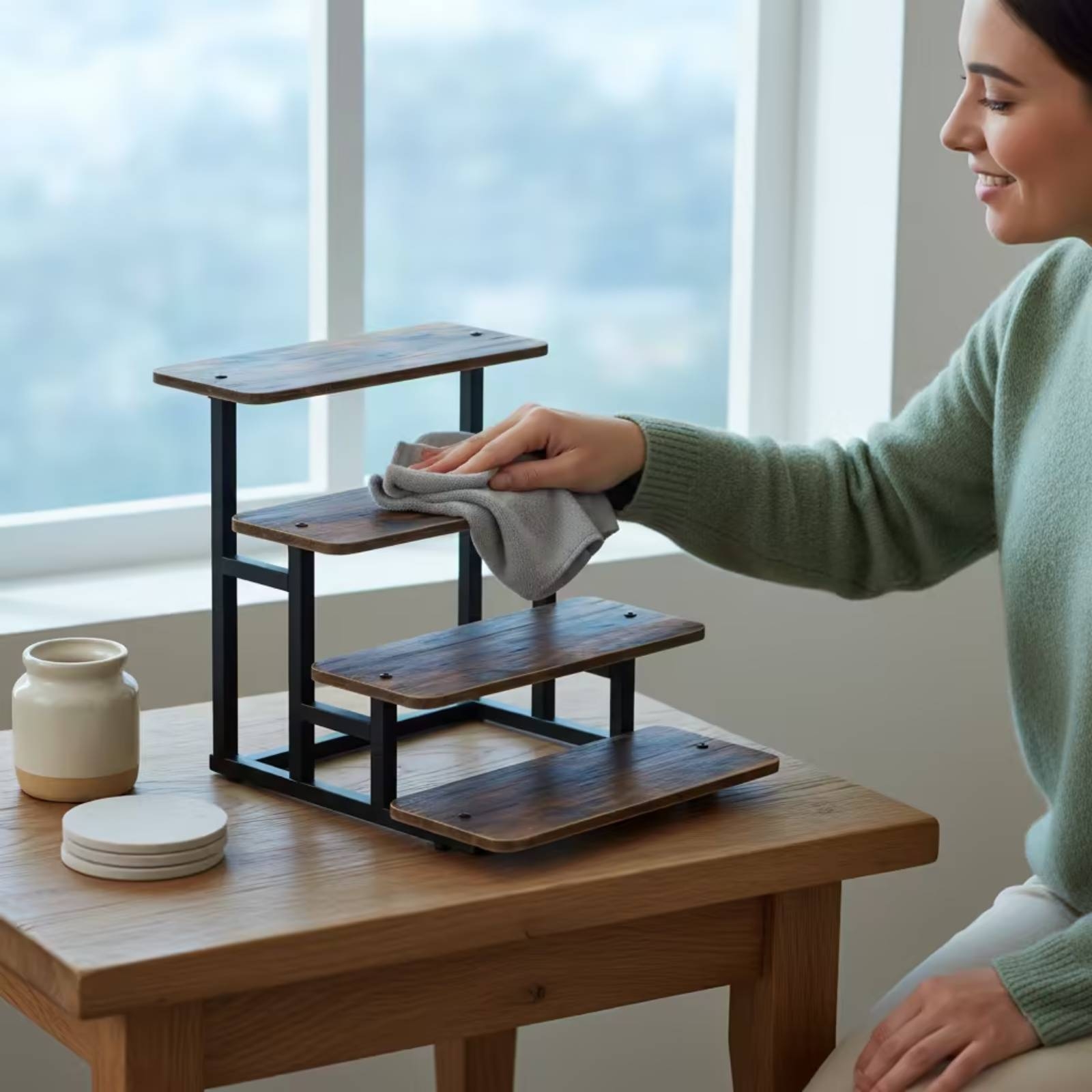 حامل عرض خشبي من 4 طبقات لعرض  - مراجعة Display Risers Set وسعره